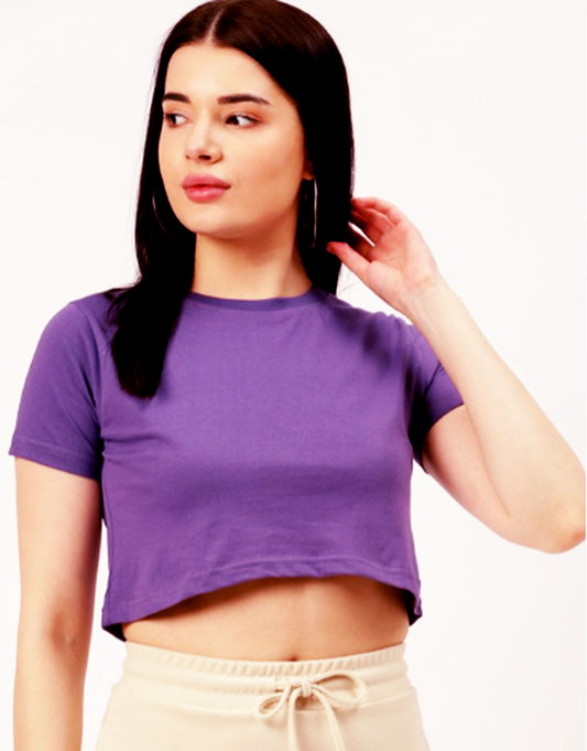 Violet color - Stylish Short sleeve Crop Top for women