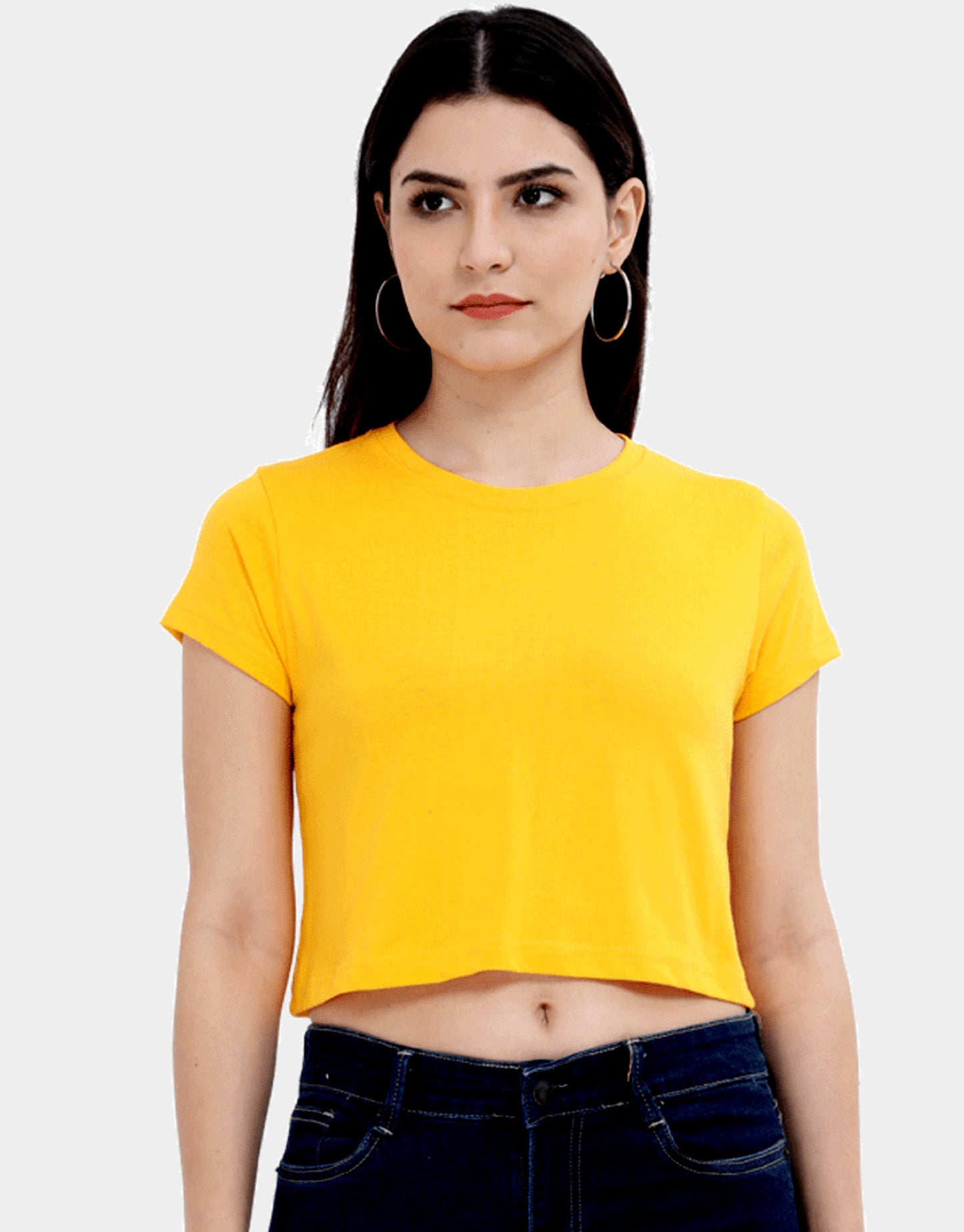 Mustard Yellow color - Stylish Short sleeve Crop Top for women