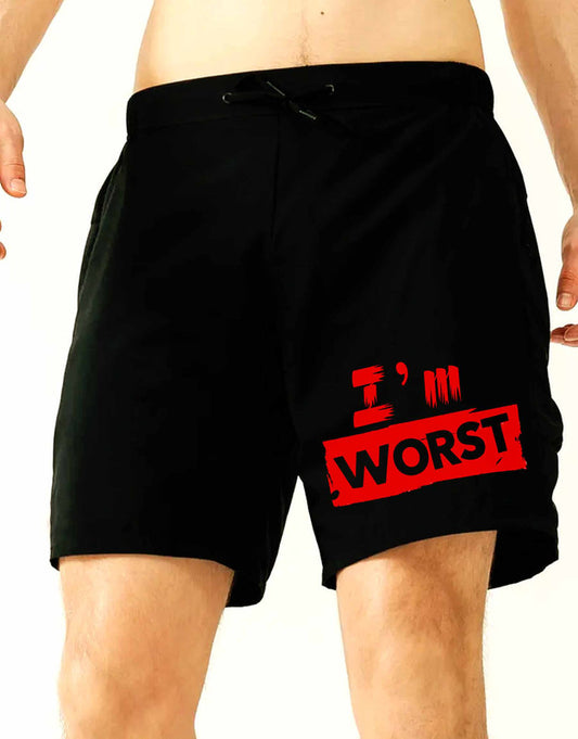 I'm Worst Printed Black Shorts For Men - 349.00 - TEEGURUJI - Free Shipping