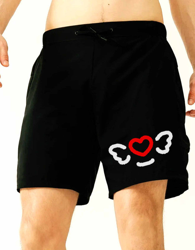 Love Wings Printed Black Shorts For Men - 349.00 - TEEGURUJI - Free Shipping