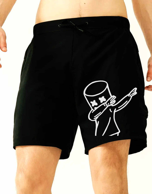 Marshmello Outer Printed Black Shorts For Men - 349.00 - TEEGURUJI - Free Shipping