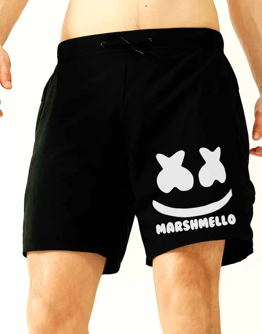 Marshmello Printed Black Shorts For Men - 349.00 - TEEGURUJI - Free Shipping