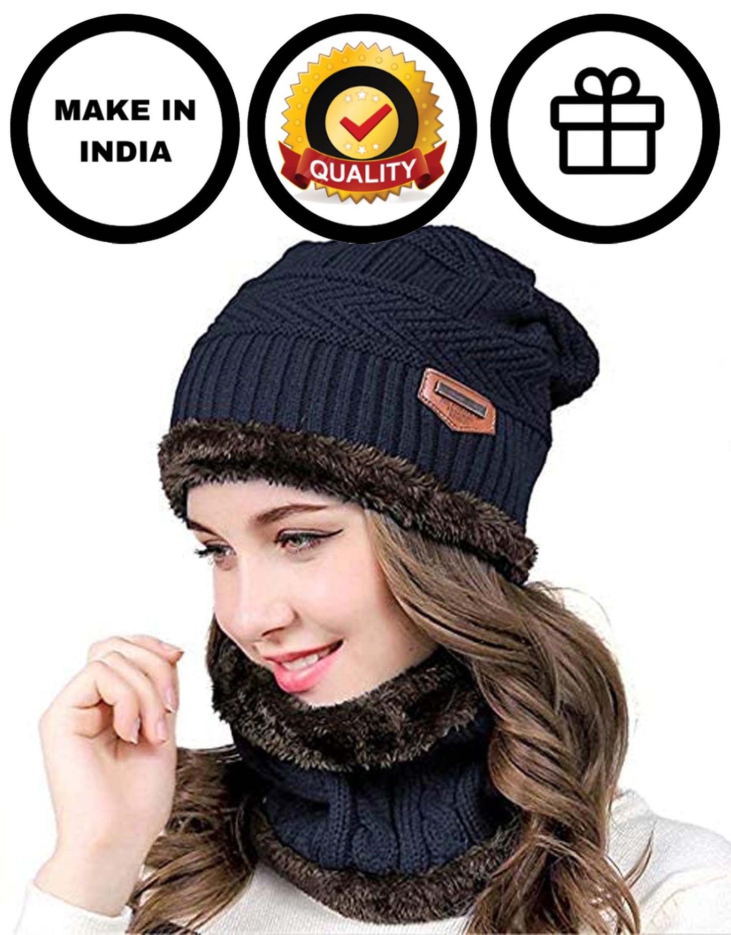 Ultra Soft Unisex Woolen Cap with Neck Warmer (Original)