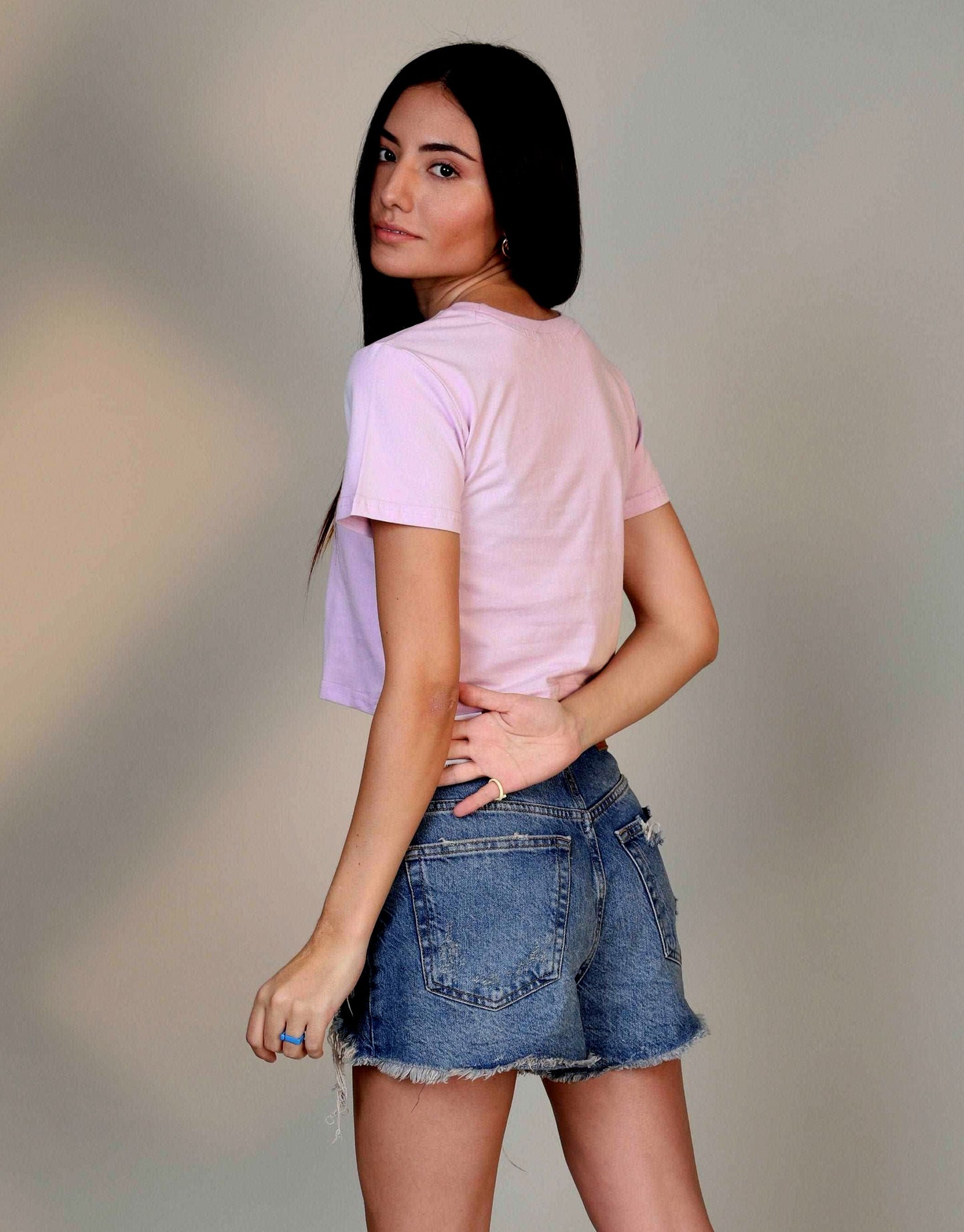 Lavender color - Stylish Short sleeve Crop Top for women